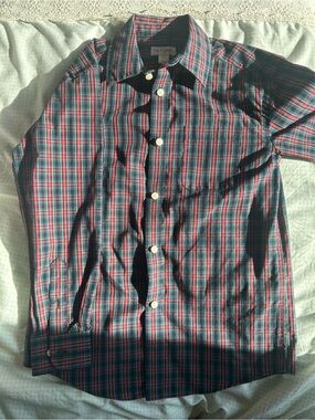Cat & Jack Red and Green Plaid Button-Down Shirt